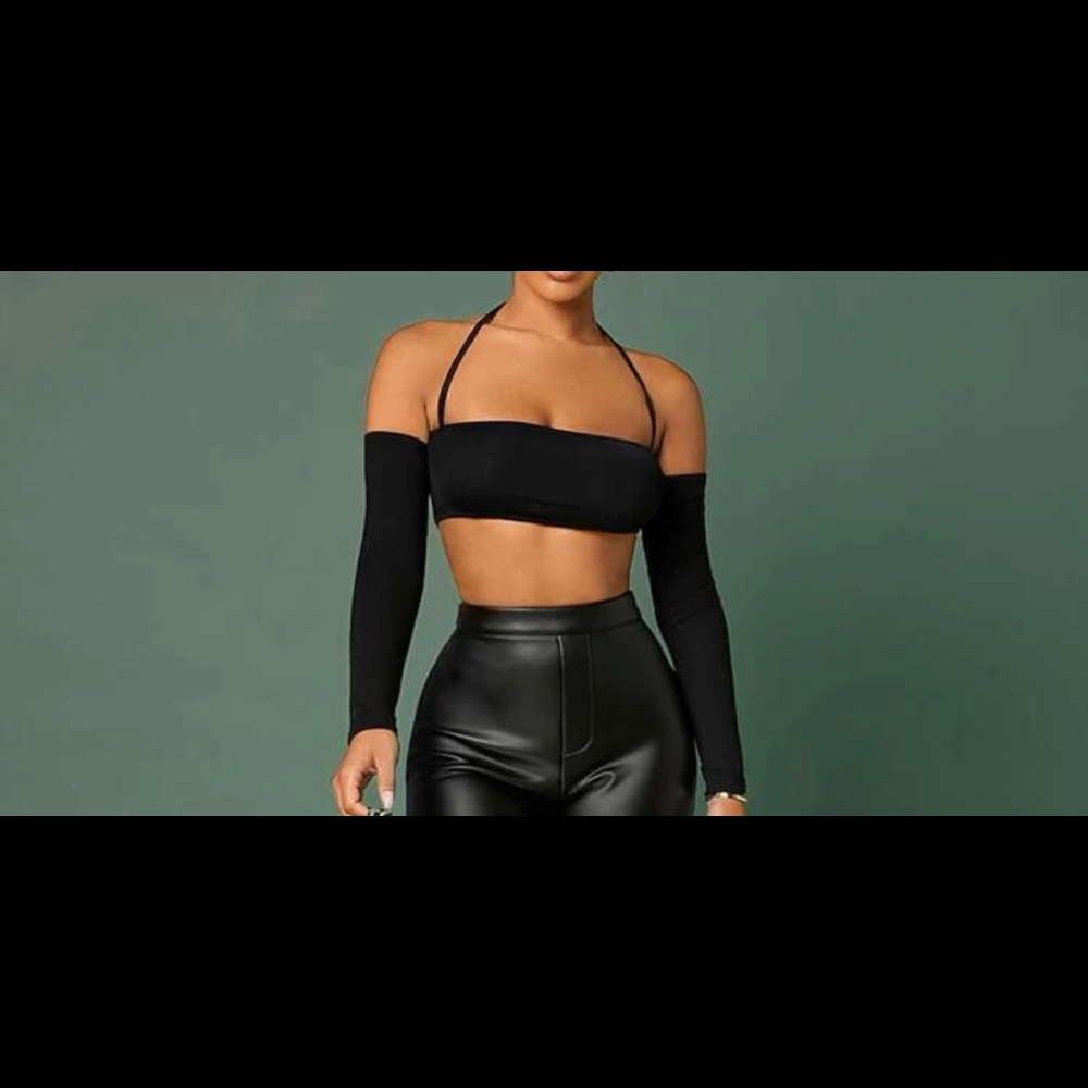 Black Cold Shoulder Backless Tee